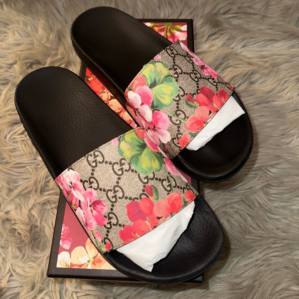 GG Blooms Supreme floral slide sandal